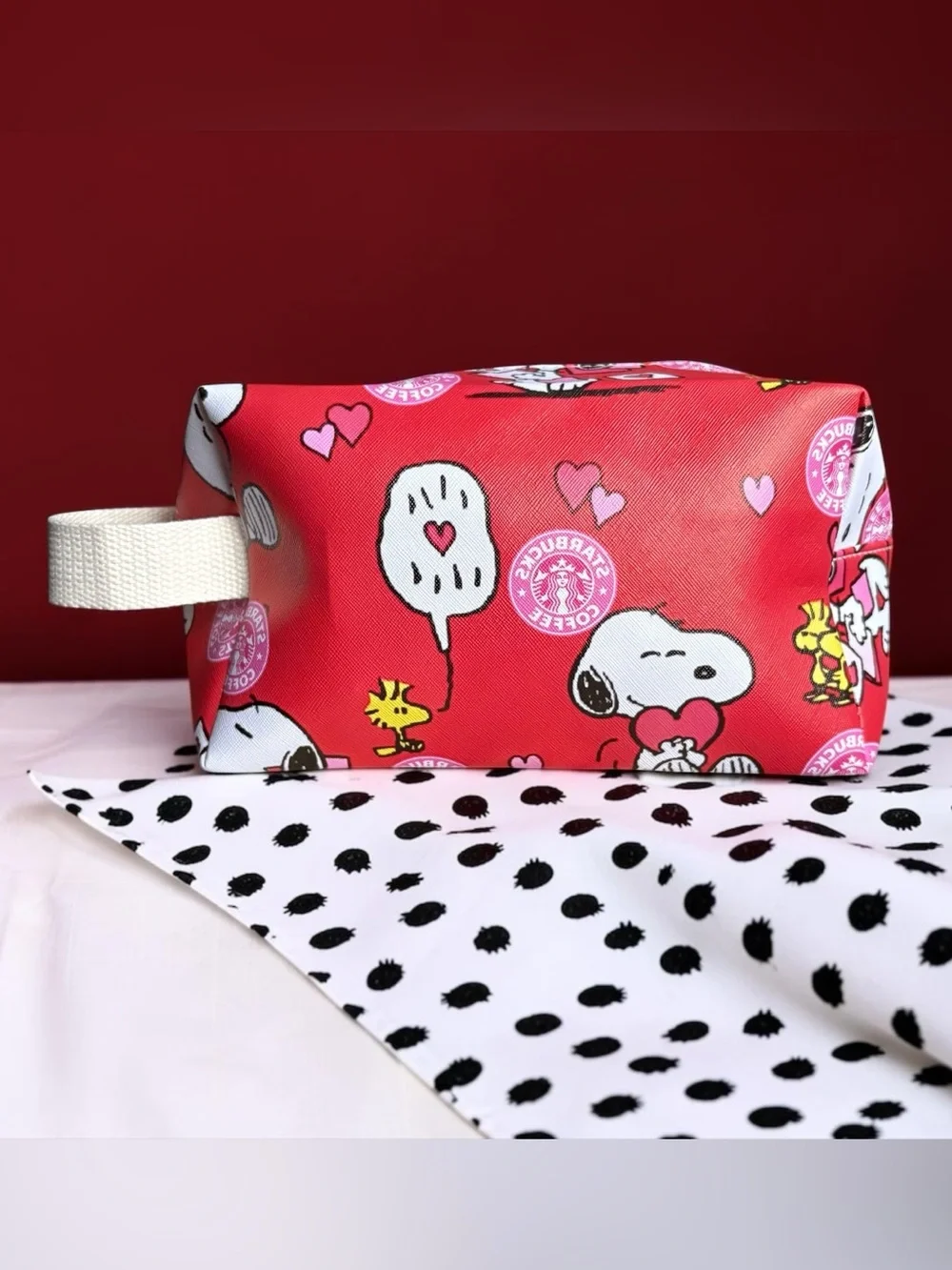 Snoopy Starbucks Red Cosmetic Pouch